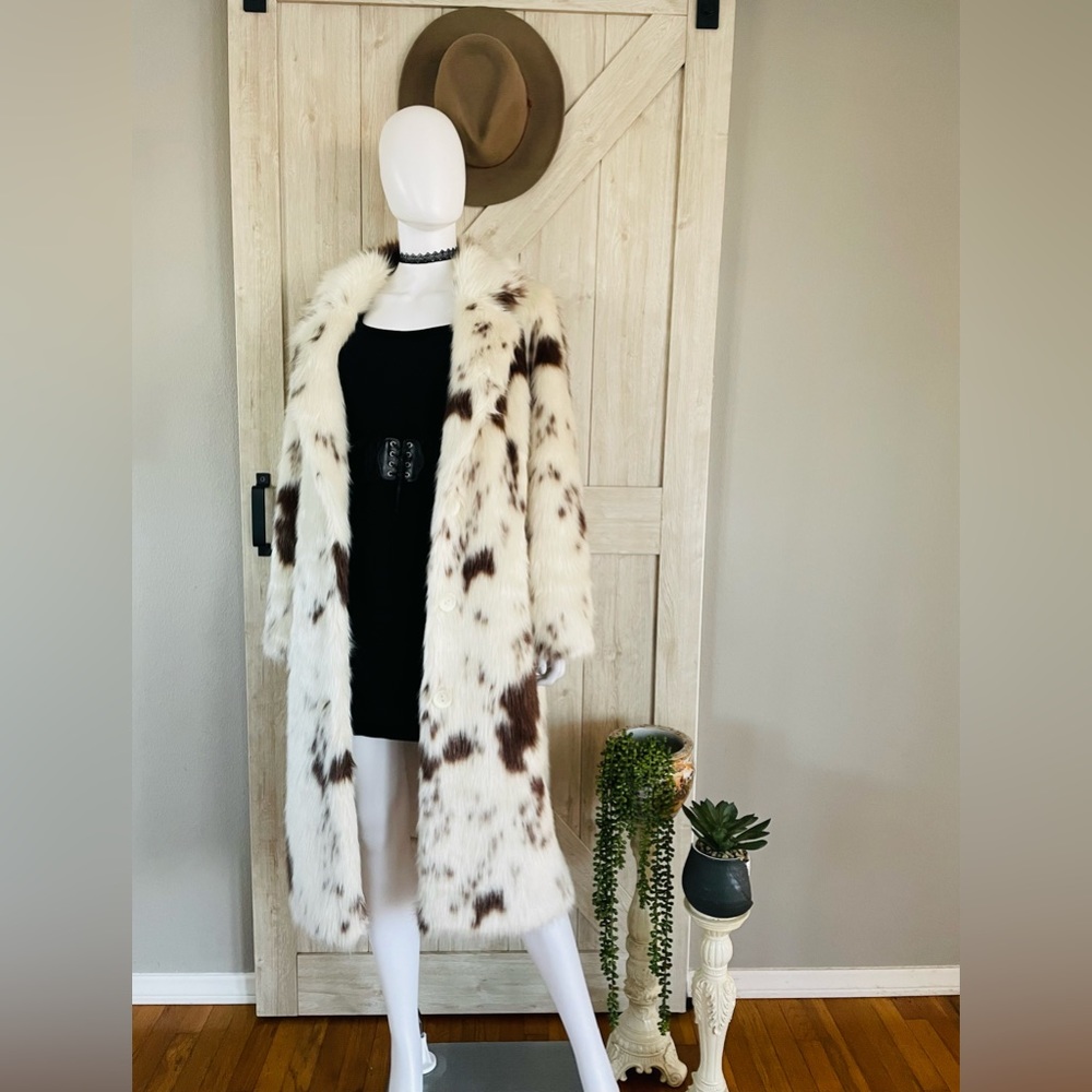 FREE PEOPLE Rosie Cow Faux Fur Coat